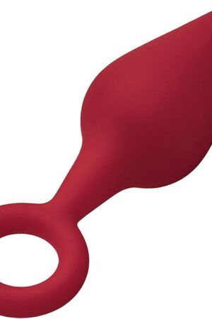 Forto F-10 100% Silicone Butt Plug Anal Toy with Pull Ring Base for Easy Removal & Adjustments - Beginner & Advanced Flexible Anal Plug Sex Toys with Conical Shape - Silky Smooth (Small, Red)