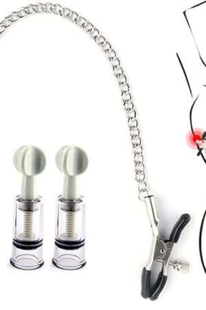 BDSM Nipple Clamps Set Adjustable Pressure Nipple Clips Non-Piercing Nipple Puller Breast Clamps with Chain Adult Sex Toys Nipple Suckers for Adult Men Women Sex SM Game