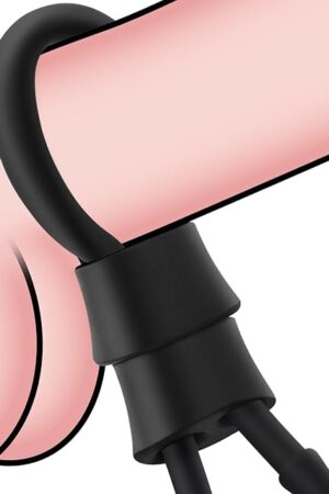 Adjustable Penis Ring with 2 Buckles - Silicone Cock Ring for Erection Enhancing Long Lasting Stronger - Black Male Sex Toy for Sex Game