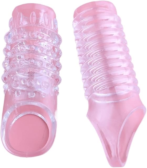 Generic Reusable Penis Extender Sleeve Ball Loop Dual Cock Ring Cage Condom Impotence Erection Sex Aid Cover Erectile (Color : Transparent)