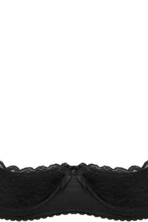 Women's Sexy 1/4 Cup Lace Shelf Bra Balconette Underwired Demi Shelf Bra Sheer Bralette