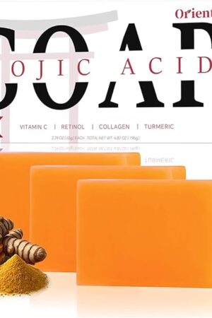 Kojic Acid Soap, Turmeric Soap Bar for Dark Spots, Fresh Citurs Scent, Gentle for Face and Body Wash with Vitamin C, Shea Butter, Retinol, Olive Oil, Collagen (3 PACK)