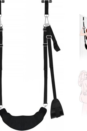 BDSM Sex Swing Bondage Restraints - Updaged 2 in 1 Door Sex Swing & Thigh Sling with Adjustable Straps Soft Plushs Thicked Metal Holds up to 400lbs,Sex Things for Couples Kinky Adult Sex Toys