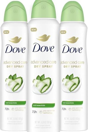 Dove Advanced Care Antiperspirant Deodorant Dry Spray Cool Essentials 3 Count Antiperspirant deodorant for helping your skin barrier repair after shaving With Pro Ceramide Technology 38 oz