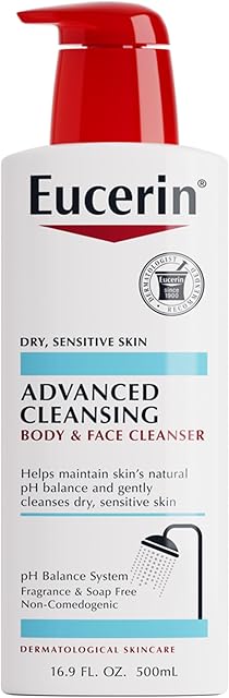 Eucerin Advanced Cleansing Body & Face Cleanser - Fragrance & Soap Free for Dry, Sensitive Skin - 169 fl oz Bottle