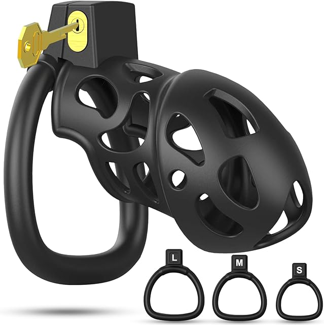 Chastity Cage Device for Men, Lightweight Cock Cage Chastity Devices Invisible Lock for Men Penis Training, Penis Cage with 3 Sizes Rings & 2 Key, Bondage Gear & Accessories Adult Sex Toys