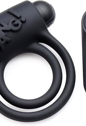 Bang! Remote Control 28X Vibrating Cock Ring and Bullet for Men ? Silicone Penis Ring for Adult Couples ? Black