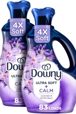 Downy Ultra Soft Fabric Softener Liquid, Calm, Lavender and Vanilla Bean, 56 fl oz, 83 Loads, Downy Fabric Softener, Laundry- Pack of 2