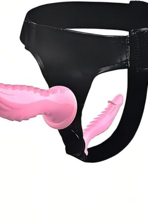 Fengfeiyan-Strap On Dildo Wearable Kit Sex Harness with 2 Removeable Dildo, Anal Plug Sex Toys for Female Masturbation SM Adult Sex Toys for Women Couples Lesbian (Pink, 2)