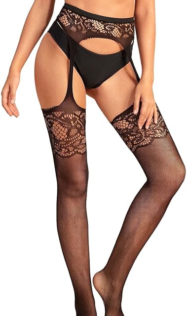 Women's High Waist Tights Fishnet Lingerie Sexy Stocking High Tight Garter Belt Suspender Pantyhose
