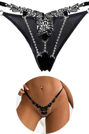 G-String Thongs for Women Slutty Sexy Panties with Bead Plus Size Lace T-Back Brief Underwear G-String Lingerie