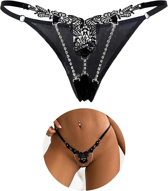 G-String Thongs for Women Slutty Sexy Panties with Bead Plus Size Lace T-Back Brief Underwear G-String Lingerie