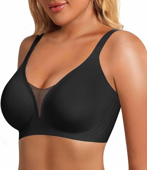 Womens Wireless Bras V Mesh Push Up No Underwire Bralette Seamless Supportive Tshirt Bra Everyday Bras