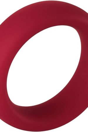 Forto F-64 Wide Liquid Silicone Cock Ring  Extra Thick Penis Ring for Harder Erections  Textured, Stretchy & Firm C-Ring  Available in Red, Black, Blue  3 Sizes (Red, Small)
