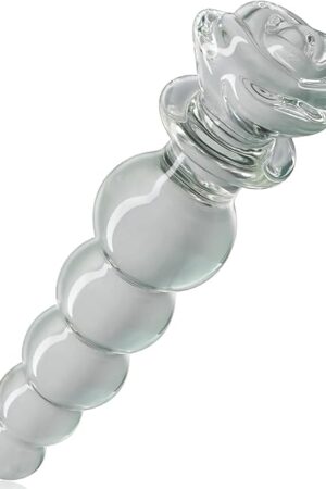 Glass Anal Beads Butt Plug with Flower Round Base 3/4/5 Beads Anal Trainer Sex Toy Crystal Anal Plug Anal Expander for Women Men Prostate Massager Anal Dilator Adult Toy Anal Dildo (5 Beads)