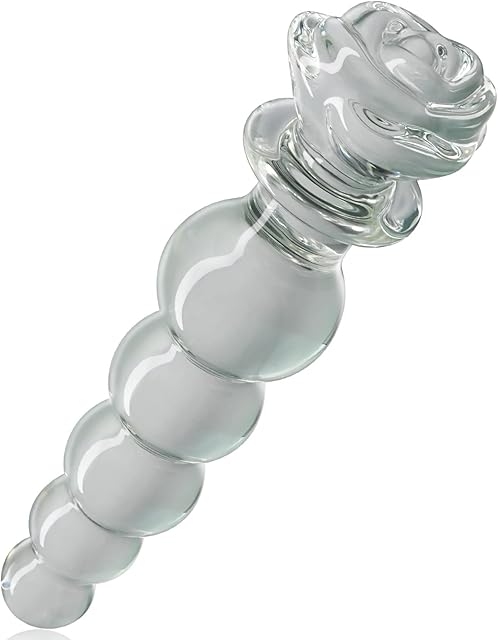 Glass Anal Beads Butt Plug with Flower Round Base 3/4/5 Beads Anal Trainer Sex Toy Crystal Anal Plug Anal Expander for Women Men Prostate Massager Anal Dilator Adult Toy Anal Dildo (5 Beads)