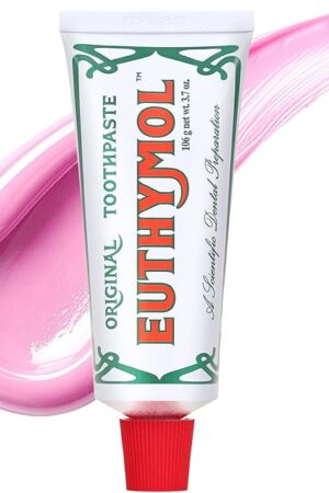 EUTHYMOL Original Pink Toothpaste (37fl oz/Pack of 1) - Fluoride-Free Toothpaste for Sensitive Teeth & Gum Bad Breath, Cavity Prevention, 12-Hour Long Lasting Freshness with Wintergreen