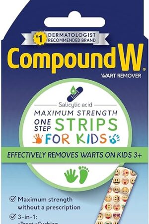 Compound W One Step Wart Remover Strips for Kids, 10 Medicated Strips