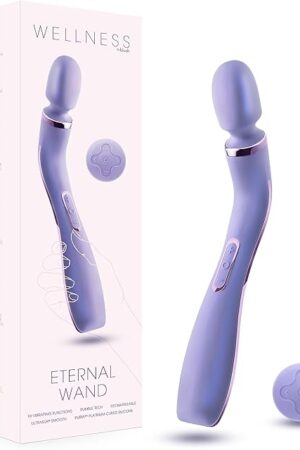 Blush Novelties Wellness Eternal Wand Puria Silicone & UltraSilk Smooth | Back & Body Handheld Massager | Deep Tissue Vibrating Massager for Muscles | Includes 4 Way Remote Control