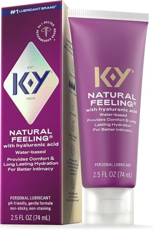 K-Y Natural Feeling with Hyaluronic Acid, Water Based Lube for Sex, Sex Toy & Anal Lube, Non-Sticky & pH-Friendly Personal Lubricant, Condom-Friendly, Travel Size, 25 Fl Oz