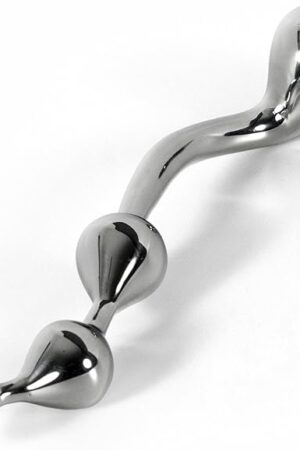 LeLuv Dildo Kinky Wand Solid Stainless Steel Beaded Curved