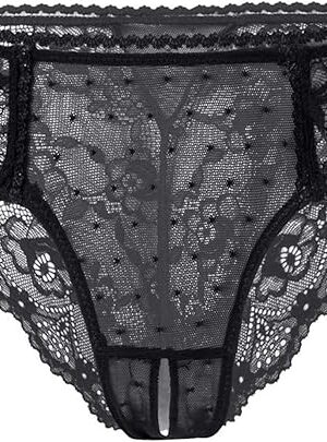Women's Lace Stretch Sexy Thong Bikini Panties Bow Tie Breathable Fashionable