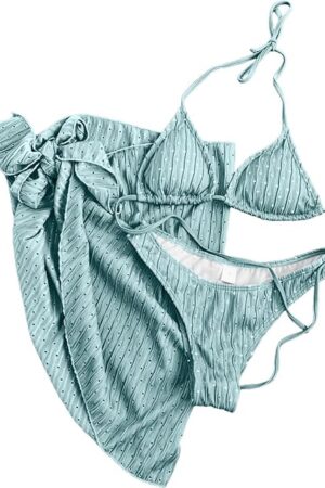 Womens Triangle String Bikini Sets Sexy Cheeky Push up High Cut 2 Piece Bathing Suit Summer Beach Swimsuit with Skirt