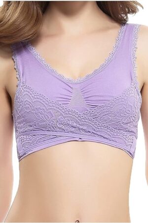 Kendally Bras for Seniors, Seamless Lift Bra with Front Cross Side Buckle Tourmaline Shaping Wireless Tshirt Bra