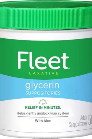 Fleet Laxative Glycerin Suppositories for Adult Constipation, Adult Laxative Jar Aloe vera, 50 Count