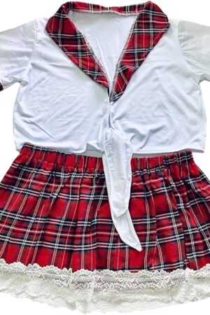 Women's Lingerie Set Cosplay Exotic Costume Lace Top and Mini Skirt Roleplay Nightwear