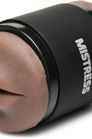 CURVE TOYS Mistress Double Shot Mouth & Pussy Stroker for Men & Couples Textured Inner Tunnel Soft & Easy-to-Clean Mouth & Pussy Male Stroker, 3 Piece Set, Dark