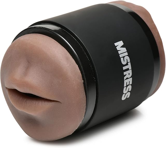 CURVE TOYS Mistress Double Shot Mouth & Pussy Stroker for Men & Couples Textured Inner Tunnel Soft & Easy-to-Clean Mouth & Pussy Male Stroker, 3 Piece Set, Dark