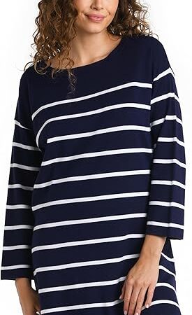 Women's Long Sleeve Mini Dress Swimsuit Cover Up, Indigo//Yacht Club, Medium