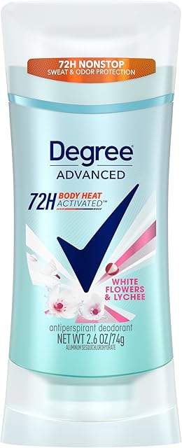 Degree Advanced Protection Antiperspirant Deodorant White Flowers & Lychee for 72-Hour Sweat & Odor Control for Women, with Body Heat Activated Technology, 26 oz