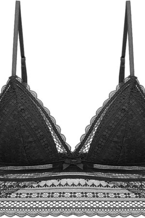 Lace Bralettes for Women No Underwire V Neck Unppaded Bra Wireless Longline Bralette Lift Underwire
