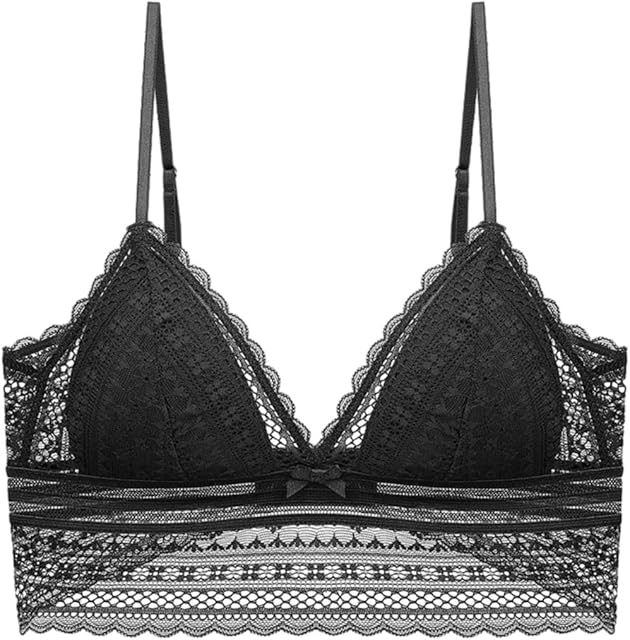 Lace Bralettes for Women No Underwire V Neck Unppaded Bra Wireless Longline Bralette Lift Underwire