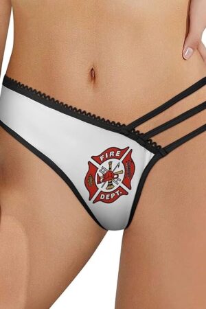 Firefighter Fire DEPT.Logo Rescue Pattern Womens Sexy Panties Underwear Mesh Low Waist Thongs