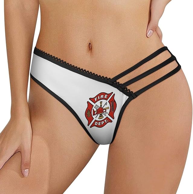 Firefighter Fire DEPT.Logo Rescue Pattern Womens Sexy Panties Underwear Mesh Low Waist Thongs