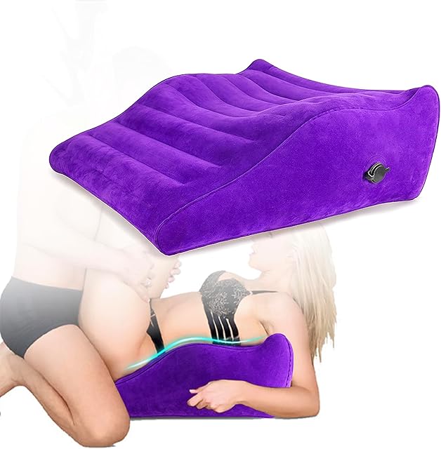 Curved Sex Pillow, Sex Toy Sex Furniture Inflatable, Velvety Sex Cushion Sex Position Pillow, Sex Toys for Couples Comfort, Deeper Penetration Couples Sex Toys Purple Pillow for Bedroom