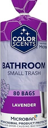Color Scents Small Trash Bags - 4 Gallon, 80 Bags (1 Pack of 80 Count), Twist Tie - Lavender Bag with Lavender Scent with Microban