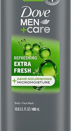 DOVE Men + Care Body Wash and Face for Fresh, Healthy-Feeling Skin Extra Fresh Cleanser That Effectively Washes Away Bacteria While Nourishing Your 135 oz