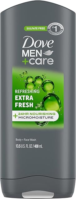 DOVE Men + Care Body Wash and Face for Fresh, Healthy-Feeling Skin Extra Fresh Cleanser That Effectively Washes Away Bacteria While Nourishing Your 135 oz