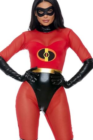 Women's Hot Super Suit Superhero Adult Costume, Red, XS/S/L/XL US