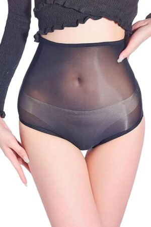 Women's Sexy 8D Shiny Glossy Hip Briefs High Waisted See Through Sheer Boyshorts Panties Underwear