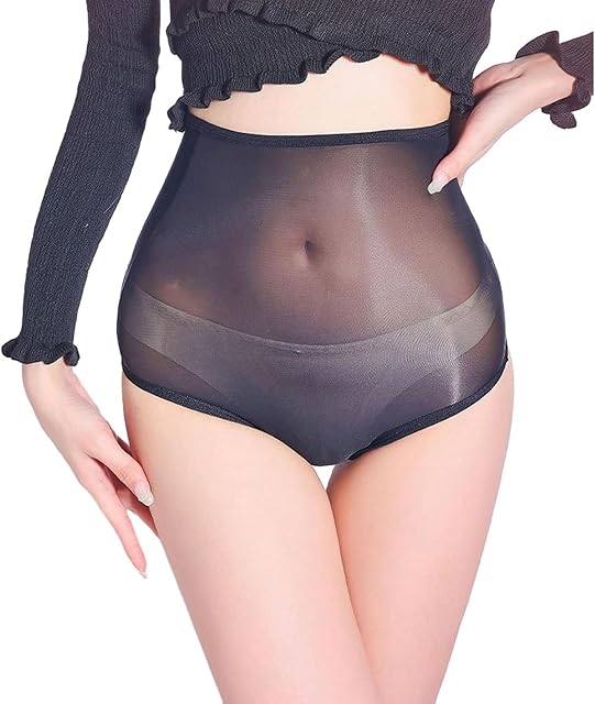 Women's Sexy 8D Shiny Glossy Hip Briefs High Waisted See Through Sheer Boyshorts Panties Underwear