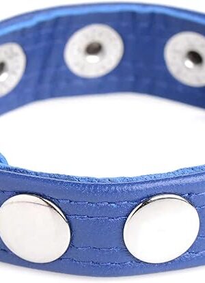 Cock Ring Blue Studded Leather Speed Snap-On Ring for Men or Couples, Harder Longer Erection Enhancer, Adjustable Cock Ring, Stay Hard Male Enhancement - Blue