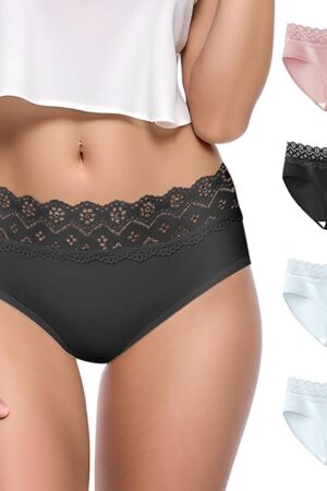 Womens Underwear Sexy No Show Bikini Panties Lace Hipster Panty Soft Ladies Briefs