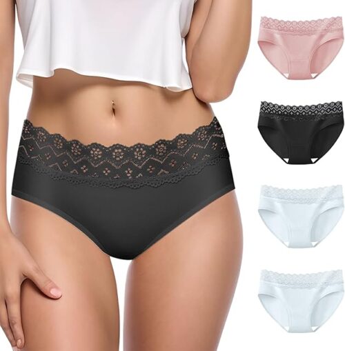 Womens Underwear Sexy No Show Bikini Panties Lace Hipster Panty Soft Ladies Briefs