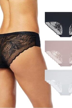 Womens Hipster Underwear, Soft Seamless Lace, Breathable Ladies Panties, 3/6 Pack, Ropa Interior de Mujer