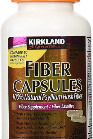 Fiber Capsules Kirkland Therapy for Regularity/Fiber Supplement, 360 capsules - Compare to the Active Ingredient in Metamucil Capsules